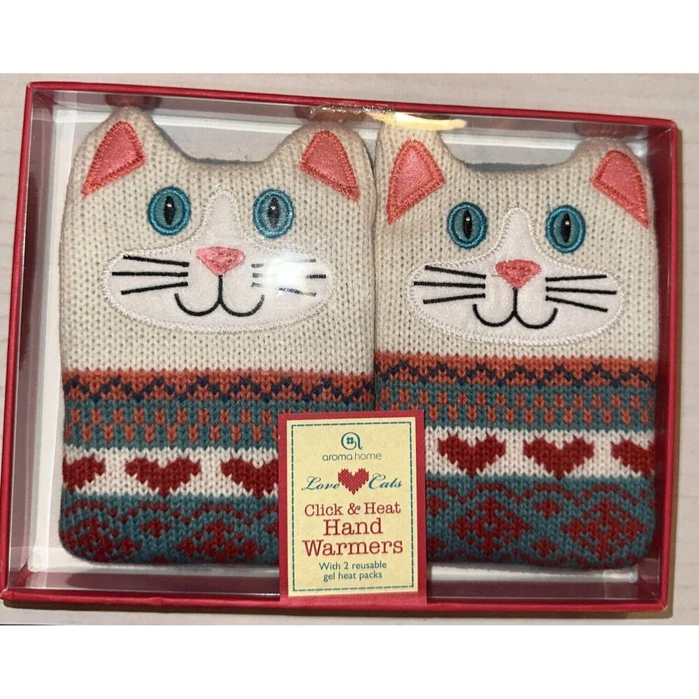 AROMA HOME Cat KIDS Click & Heat Pocket Hand Warmers With 2 Reusable Gel Heat